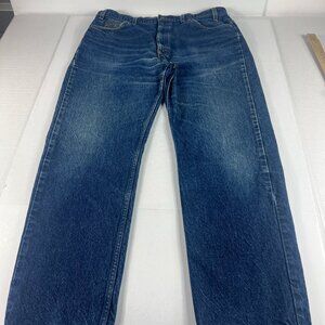 VTG 90s Levi's Jean Men 37x29* 505 Straight Dark Blue Denim Orange Tab Tag 38x32